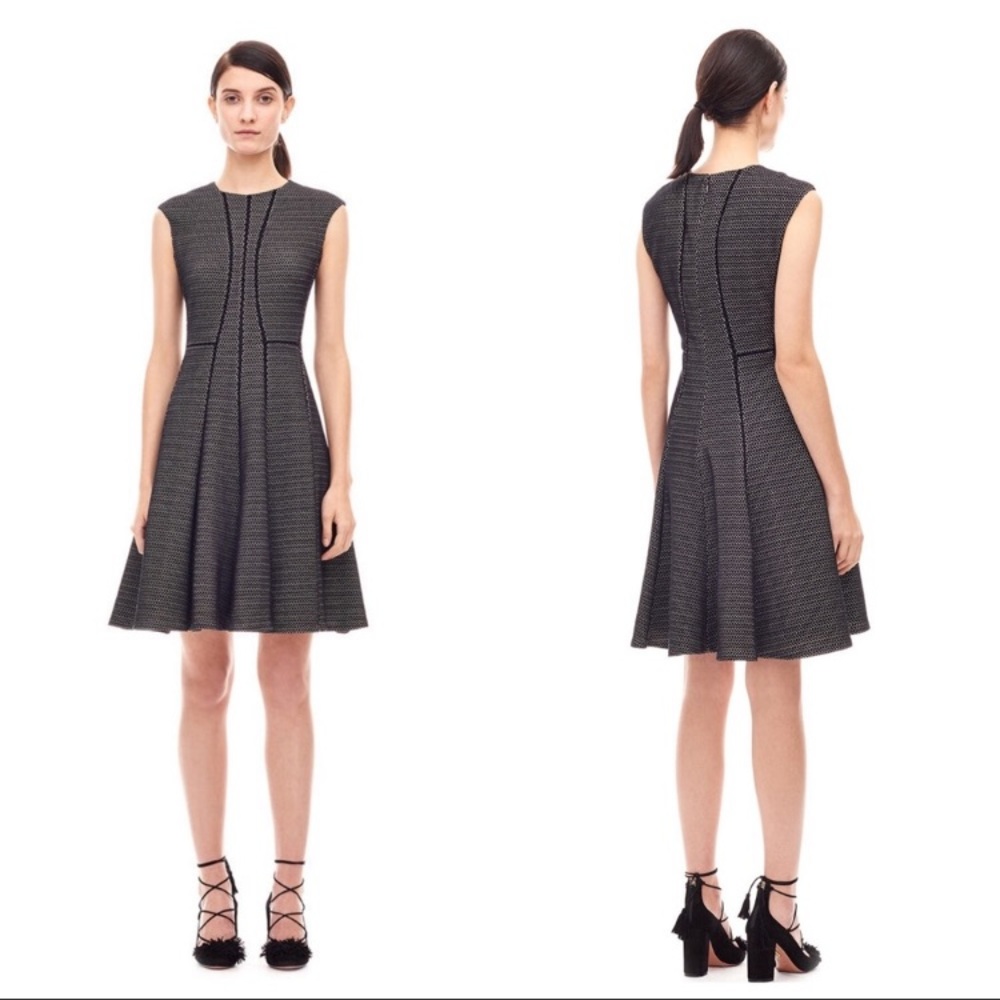 Rebecca Taylor Black Textured Knit Fit Flare Dress Women’s Sz 4 NWOT